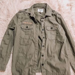 Olive utility button down